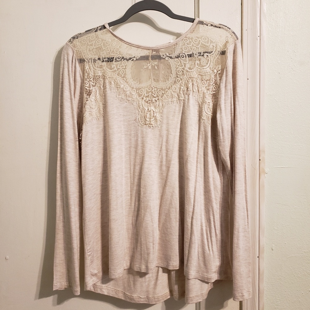 Long sleeve, crochet top flowy top